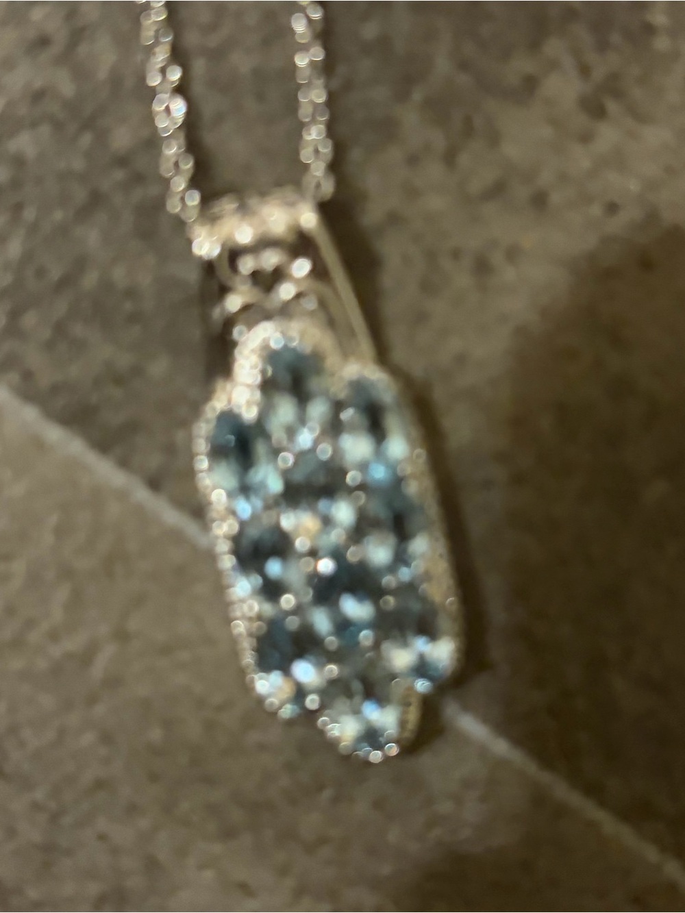 Blue Topaz Gemstone Necklace on Stainless Steal Chain